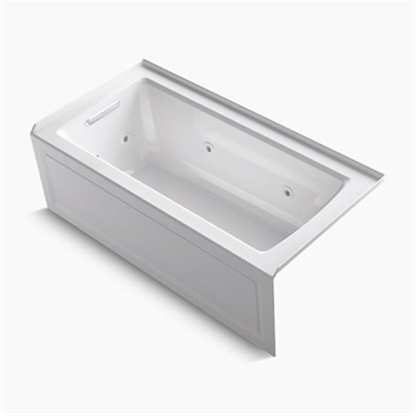 KOHLER 60-in x 30-in Three-Side Integral Flange Whirlpool with Heater and Comfort Depth Design