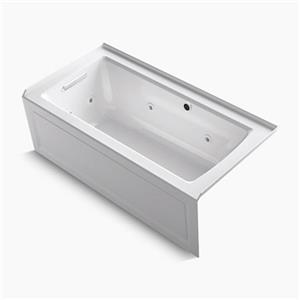 KOHLER 60-in x 30-in Alcove Whirlpool with Bask Heated Surface, Integral Apron, Tile Flange