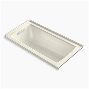 KOHLER VibrAcoustic 60-in x 30-in Three-Wall Alcove Bath with Bask Heated Surface, Tile Flange