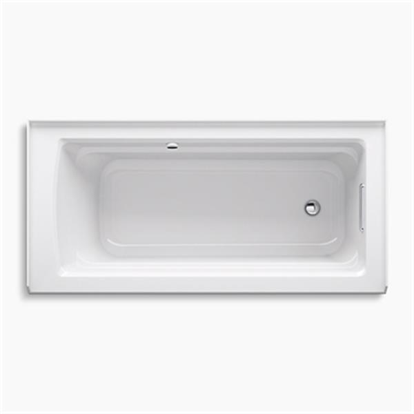 KOHLER 66-in x 32-in Alcove Bath with Bask Heated Surface, Integral Apron, Tile Flange