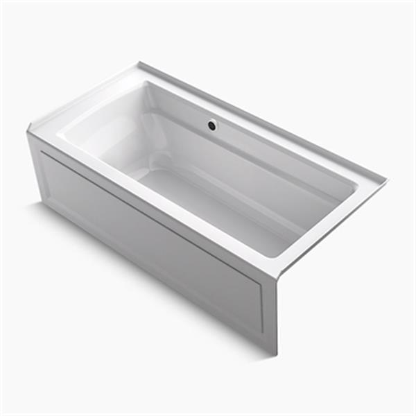 KOHLER 66-in x 32-in Alcove Bath with Bask Heated Surface, Integral Apron, Tile Flange