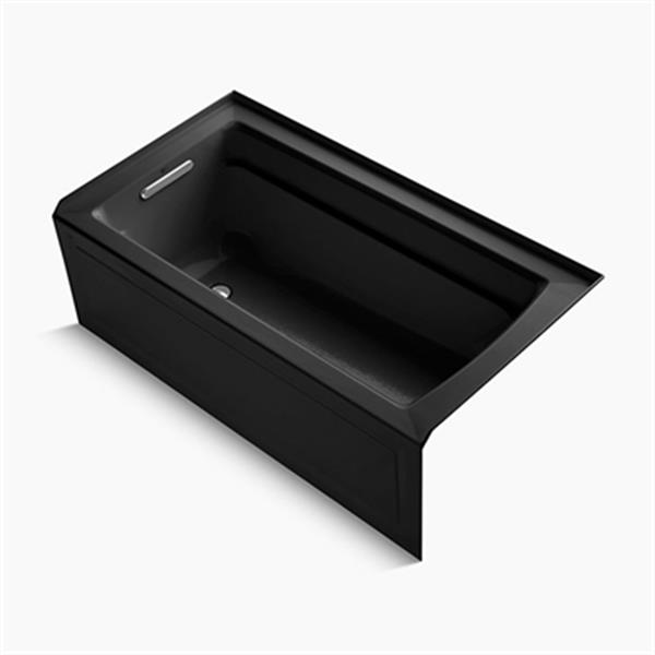 KOHLER 60-in x 32-in Alcove Bath with Bask Heated Surface, Integral Apron, Tile Flange and Drain