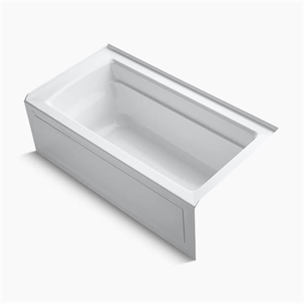 KOHLER 60-in x 32-in Alcove Bath with Bask Heated Surface, Integral Apron, Tile Flange and Drain