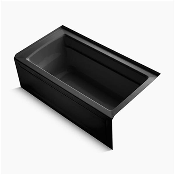 KOHLER 60-in x 32-in Alcove Bath with Bask Heated Surface, Integral Apron, Tile Flange and Drain