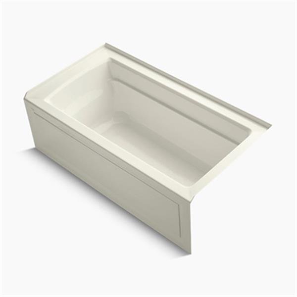 KOHLER 60-in x 32-in Alcove Bath with Bask Heated Surface, Integral Apron, Tile Flange and Drain