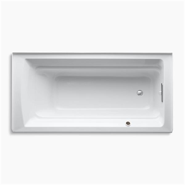 KOHLER 72-in x 36-in Alcove Bath with Bask Heated Surface and Drain