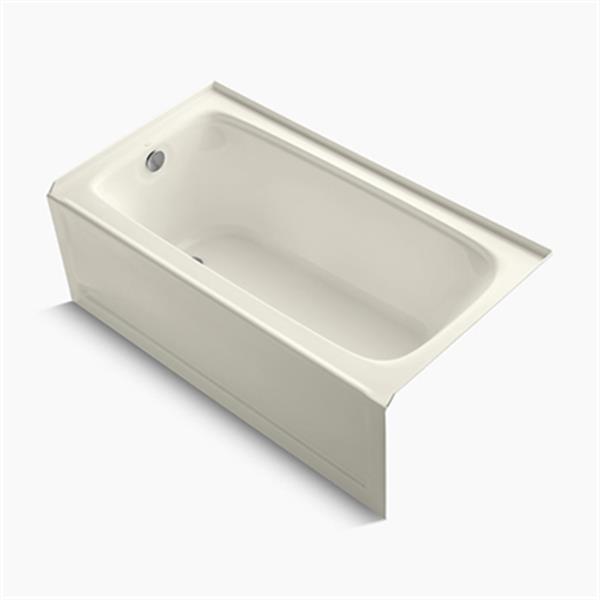 KOHLER 60-in x 32-in Alcove Bath with Bask Heated Surface, Integral Apron and Drain
