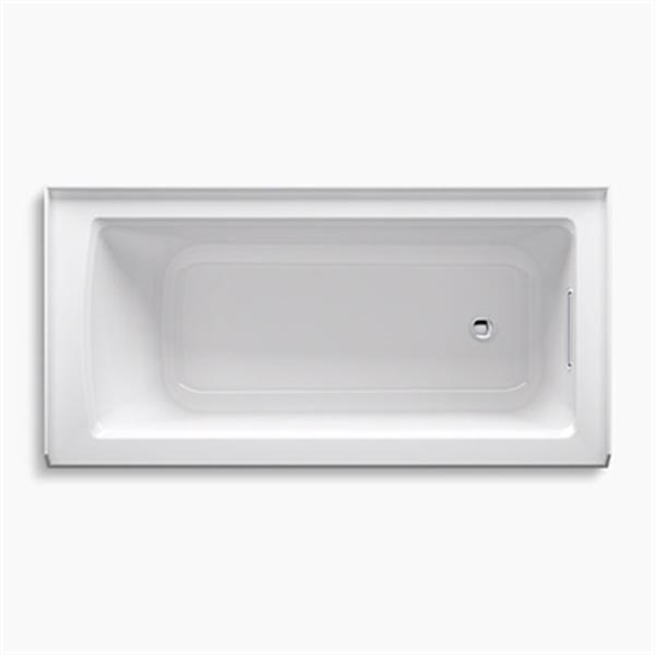Kohler K 1946 R 0 White Archer ExoCrylic 60" X 30" Alcove Bath With Integral Tile Flange & Right Hand Drain