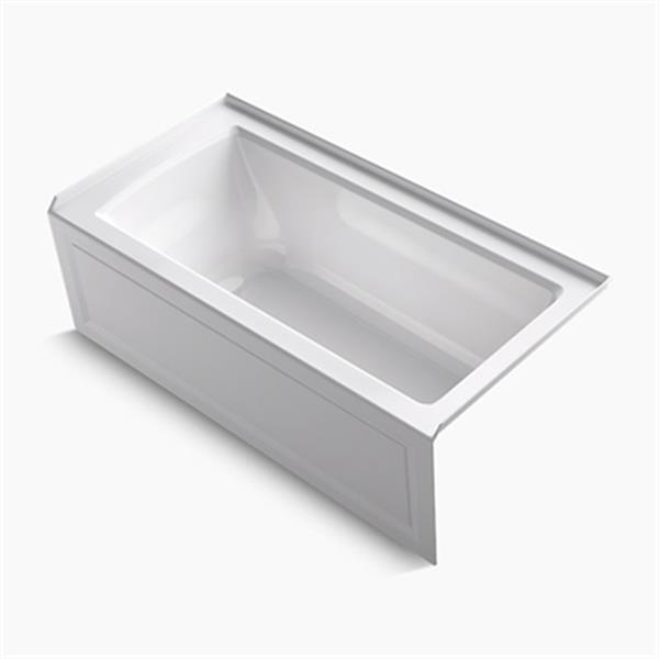 KOHLER 60-in x 30-in Alcove Bath with Bask Heated Surface, Integral Apron, Tile Flange and Drain