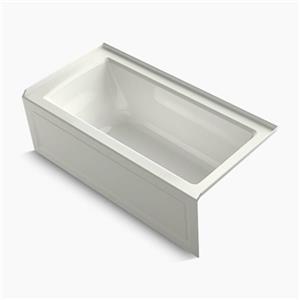 KOHLER 60-in x 30-in Alcove Bath with Bask Heated Surface, Integral Apron, Tile Flange and Drain