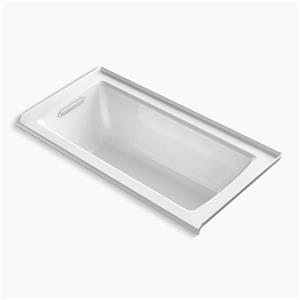 KOHLER 60-in x 30-in Alcove Bath with Bask Heated Surface, Tile Flange and Drain