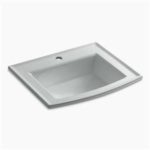 KOHLER Archer 19.44-in x 7.88-in Ice Grey Porcelain Fire Clay Rectangular Self Rimming Sink with Faucet Hole