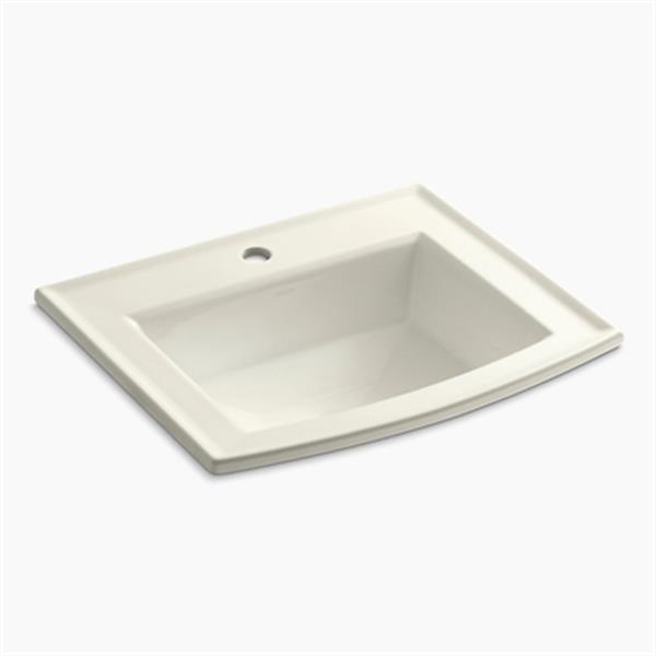 KOHLER Archer 19.44-in x 7.88-in Biscuit Porcelain Fire Clay Rectangular Self Rimming Sink with Faucet Hole