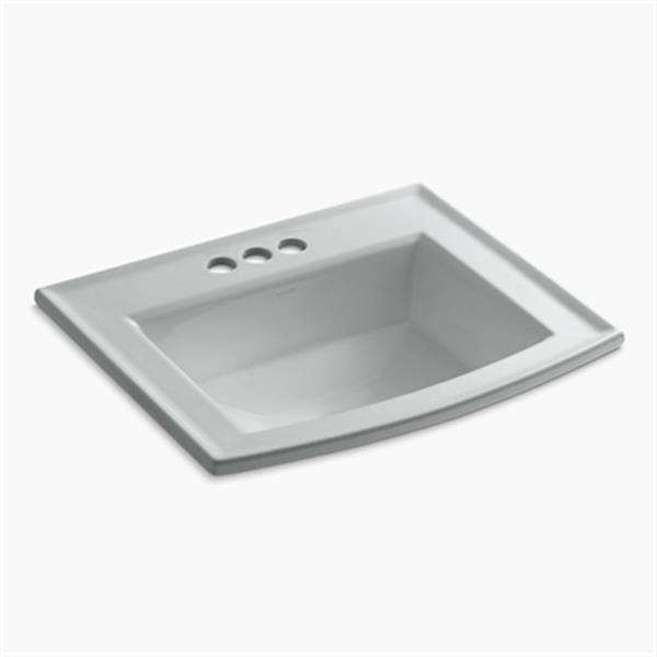 KOHLER Archer 19.44-in x 7.88-in Ice Grey Porcelain Fire Clay Rectangular Self Rimming Sink with Faucet Hole