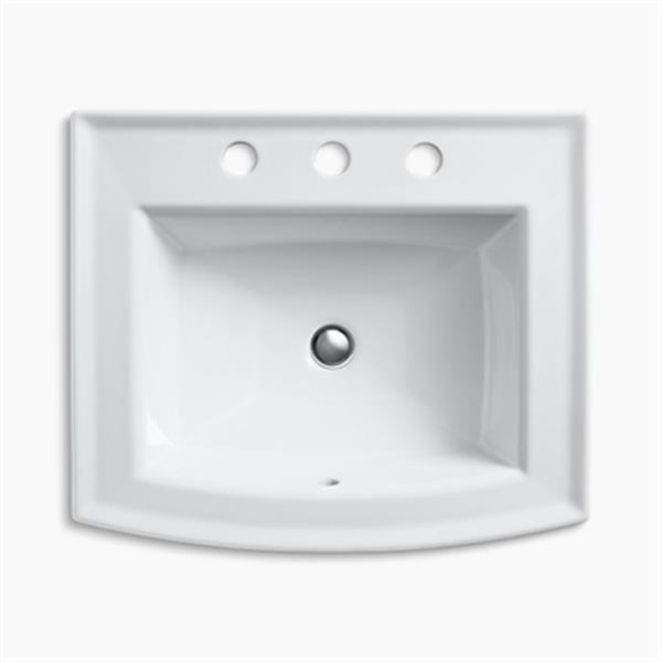 KOHLER Archer 19.44-in x 7.88-in White Porcelain Fire Clay Rectangular Self Rimming Sink with Faucet Hole