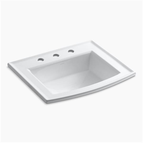 KOHLER Archer 19.44-in x 7.88-in White Porcelain Fire Clay Rectangular Self Rimming Sink with Faucet Hole