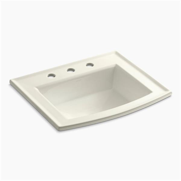 KOHLER Archer 19.44-in x 7.88-in Biscuit Porcelain Fire Clay Rectangular Self Rimming Sink with Faucet Hole