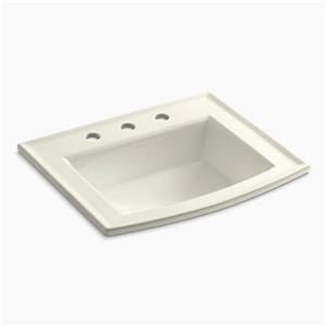 KOHLER Archer 19.44-in x 7.88-in Biscuit Porcelain Fire Clay Rectangular Self Rimming Sink with Faucet Hole