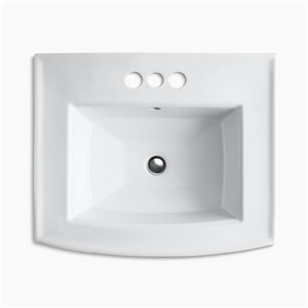 KOHLER Archer 23.94-in x 35.25-in White Porcelain Pedestal Sink with Faucet Hole