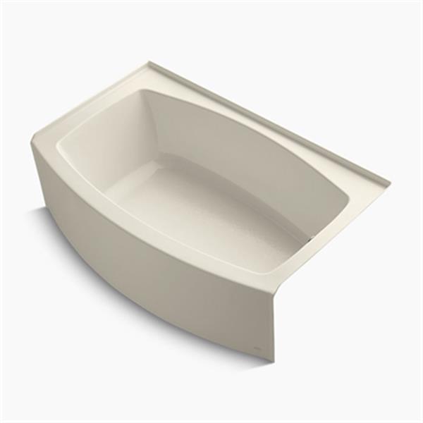 KOHLER 60in x 38in Curved Alcove Bath with Integral Tile Flange 1100