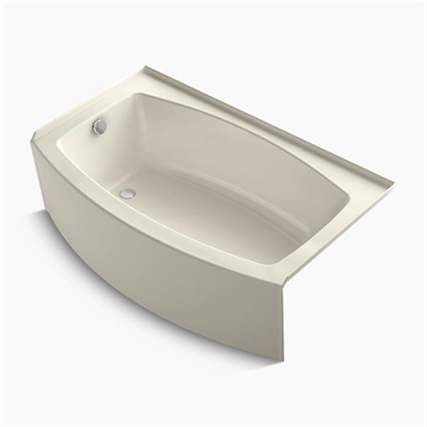 KOHLER 60in x 36in Curved Alcove Bath with Bask Heated Surface 1118