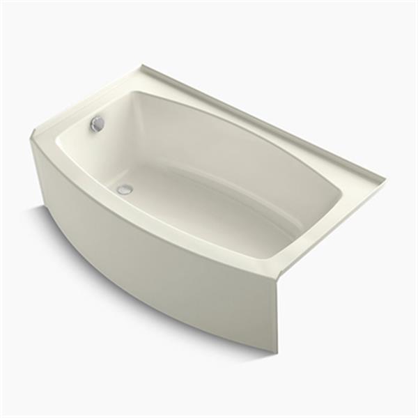 KOHLER 60in x 36in Curved Alcove Bath with Integral Tile Flange 1118