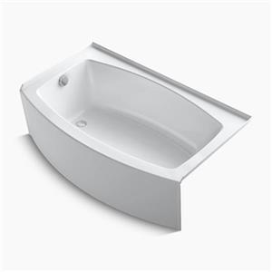 KOHLER 60-in x 36-in Curved Alcove Bath with Integral Tile Flange