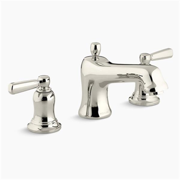 KOHLER Bancroft Vibrant 7.1in Polished Nickel DeckMount Bath Faucet Trim with Metal Lever