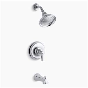 KOHLER Bancroft Polished Chrome Rite-Temp Pressure-Balancing Bath-Shower Faucet Trim with Diverter Spout and Metal Lever Handle