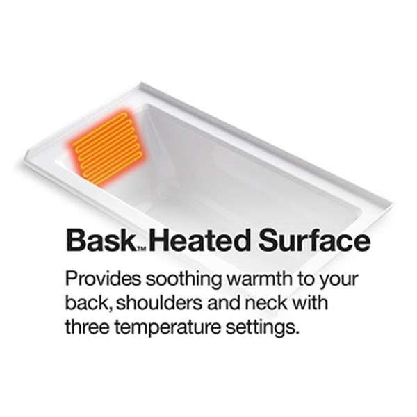 KOHLER 72-in x 42-in Drop-in Bath with Bask Heated Surface and Center Drain
