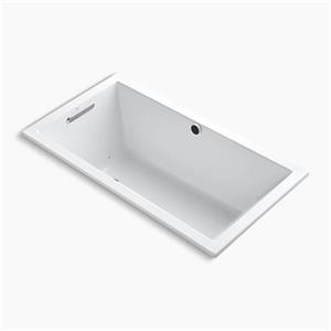 KOHLER 60-in x 32-in Drop-in BubbleMassage Air Bath with Bask Heated Surface and Reversible Drain