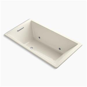 KOHLER 66-in x 36-in Drop-in VibrAcoustic Bath with Center Drain and Chromatherapy