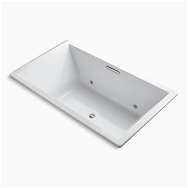 KOHLER 72-in x 42-in Drop-in BubbleMassage Air Bath with Bask Heated Surface, Chromatherapy and Center Drain