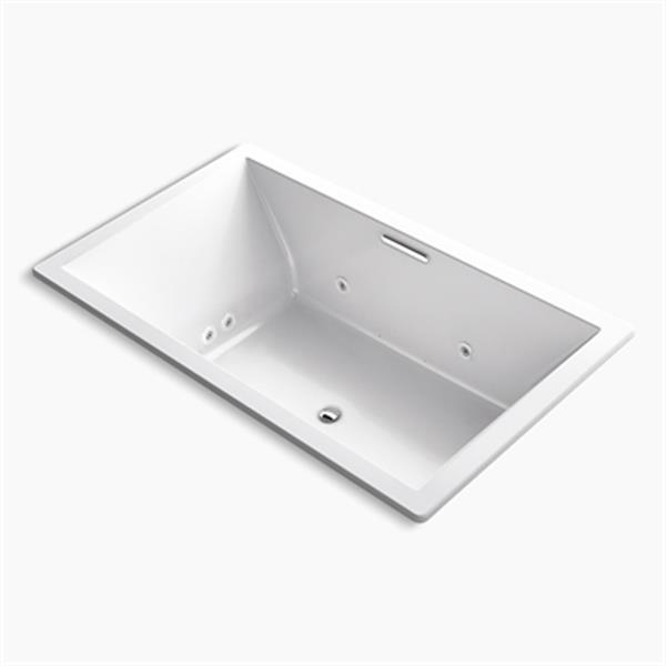 KOHLER 72-in x 42-in Drop-in Whirlpool + BubbleMassage Air Bath with Center Drain