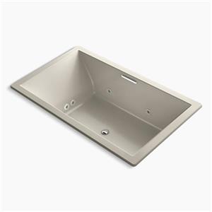 KOHLER 72-in x 42-in Drop-in Whirlpool + BubbleMassage Air Bath with Center Drain