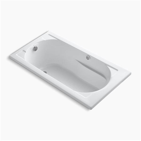 KOHLER 60-in x 32-in Drop-in BubbleMassage Air Bath with Bask Heated Surface and Reversible Drain