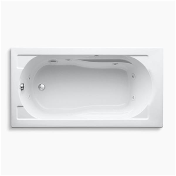 KOHLER 60-in x 32-in Drop-in Whirlpool with Reversible Drain and Heater