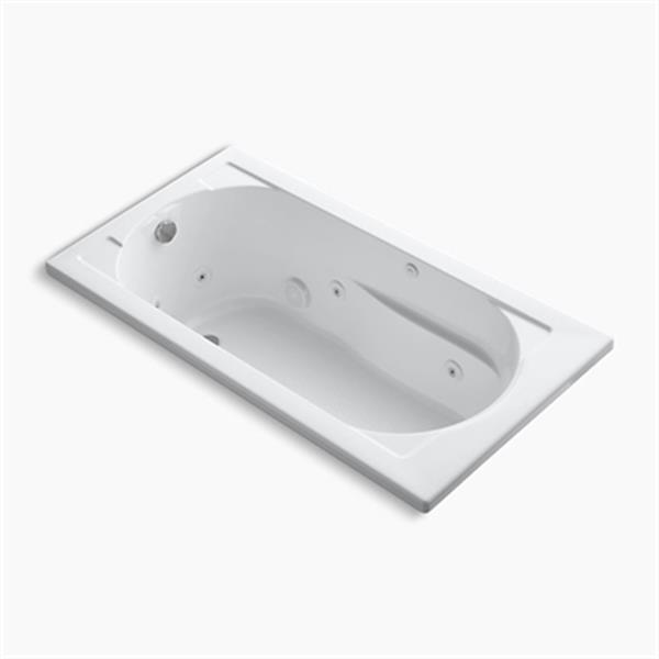 KOHLER 60-in x 32-in Drop-in Whirlpool with Reversible Drain and Heater