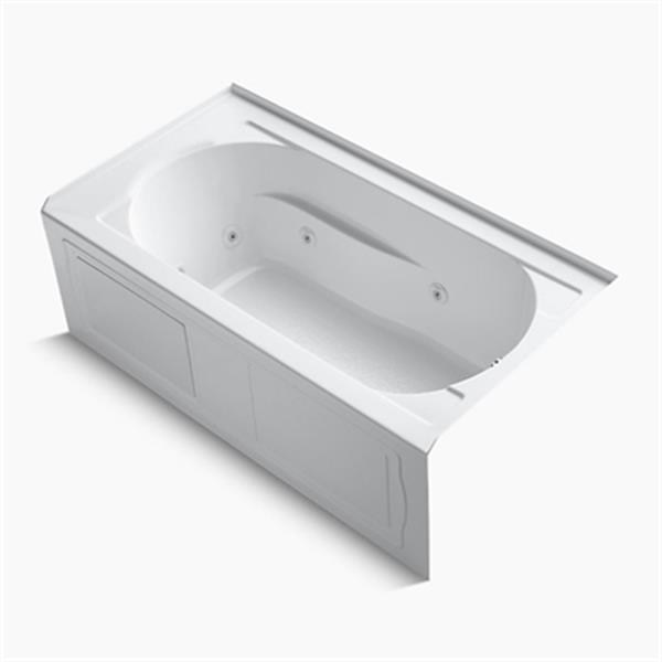 KOHLER 60-in x 32-in Alcove Whirlpool with Integral Apron, Tile Flange and Heater