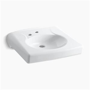 KOHLER Brenham 19.75-in x 21.94-in White Wall-Mount Sink with Overflow