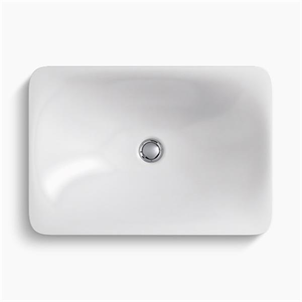 KOHLER Carillon 14.56-in x 21.12-in White Wading Pool Rectangular Above-Counter Bathroom Sink