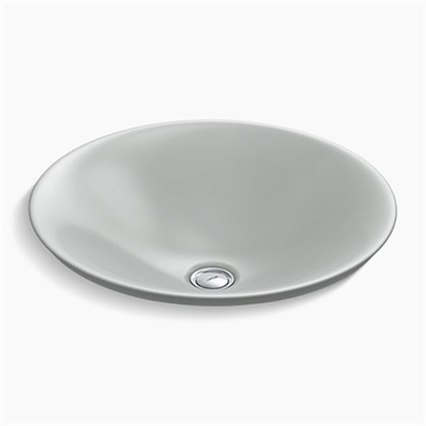 KOHLER Carillon 17.68-in Ice Grey Wading Pool Round Above-Counter Bathroom Sink