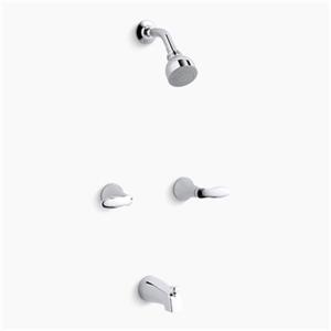 KOHLER Coralais Polished Chrome Bath and Shower Trim Set with Lever handles and Slip-Fit Spout