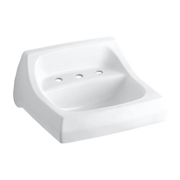 KOHLER Kingston 20.25-in White Porcelain U Shaped Wall Mounted Sink