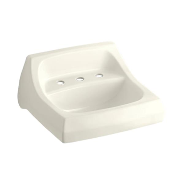 KOHLER Kingston 21.25-in Almond Porcelain U Shaped Wall Mounted Sink ...