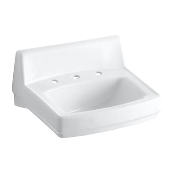 KOHLER Greenwich 20 75 In White Porcelain Rectangular Wall Mounted Sink   330043272 MainImage 001 L 