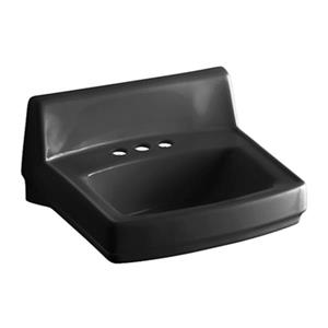 KOHLER Greenwich 20.75-in Black Porcelain Rectangular Wall Mounted Sink