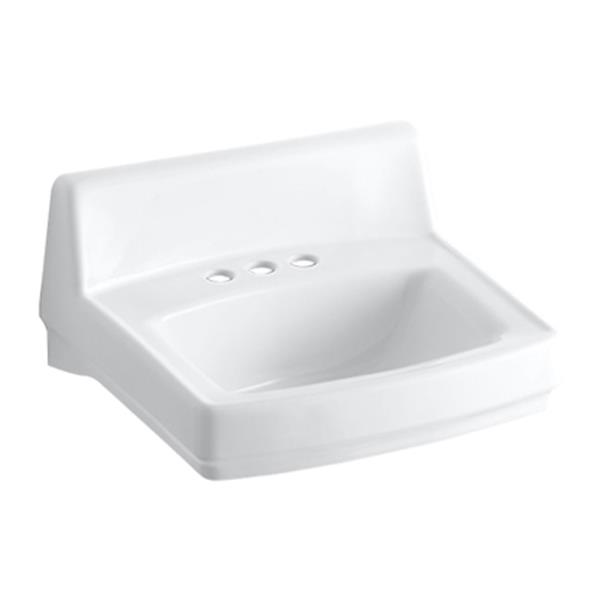 KOHLER Greenwich 20 75 In White Porcelain Rectangular Wall Mounted Sink   330043290 MainImage 001 L 