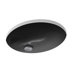 KOHLER Caxton 17-in Black China Fire Clay Under Counter Sink