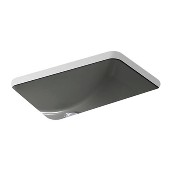KOHLER Ladena 20.88-in Thunder Grey China Fire Clay Rectangular Under Counter Sink